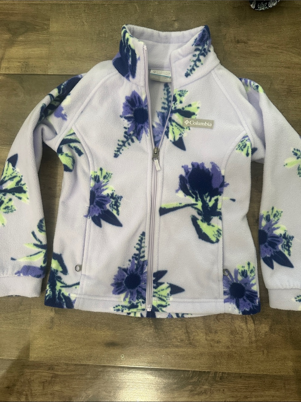 Columbia Light Lavender Floral Fleece Jacket with Purple Accents size XS 6/7 gir
